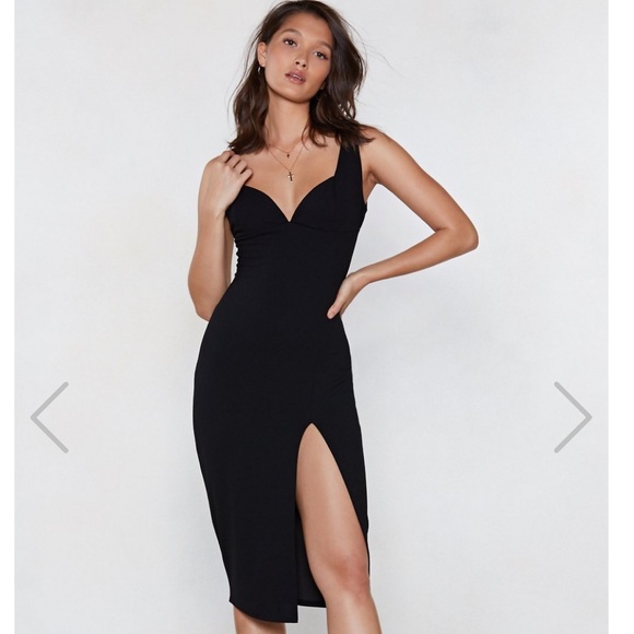 Nasty Gal Dresses & Skirts - Black Plunge Midi Dress